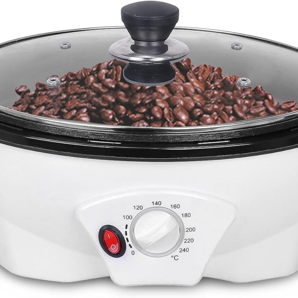 Home Electric Coffee Bean Roaster: 1.1 lb (approx. 500g) Capacity—Features Temperature Control (0–240°C) and a Non-Stick Coating; Ideal for Beginners; 1200W Power, 110V Voltage