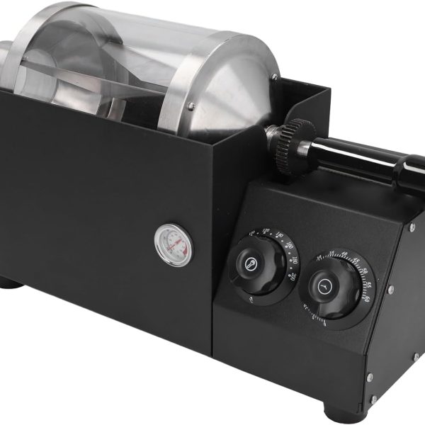 Home Coffee Bean Roaster: Glass Drum-Style Roaster with Timer and Temperature Control Functions; Features Built-in Copper-Wire Motor; Suitable for Roasting Various Beans and Grains (US Standard Plug, 110V)