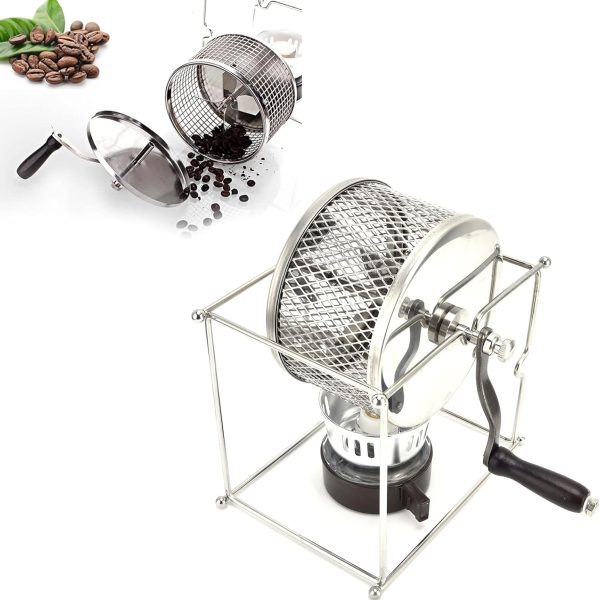 Stainless Steel Coffee Bean Roaster — A hand-cranked manual roasting device equipped with temperature control capabilities; designed specifically for coffee enthusiasts and DIY aficionados for roasting coffee beans or peanuts at home.