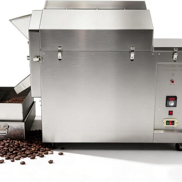 Coffee Roaster: Stainless Steel Drum-Style Roasting Equipment for Nuts and Beans; 55-Pound Capacity; Features Food-Grade 304 Stainless Steel Interior; Suitable for Roasting Coffee Beans, Various Legumes, Chestnuts, and Peanuts; 220V / 3-Phase Power